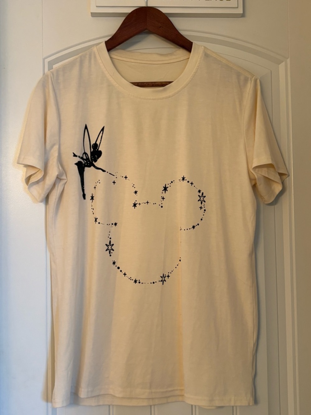 Disney Tinker Bell Mickey Outline Tee – Cream Graphic T-Shirt – Size M